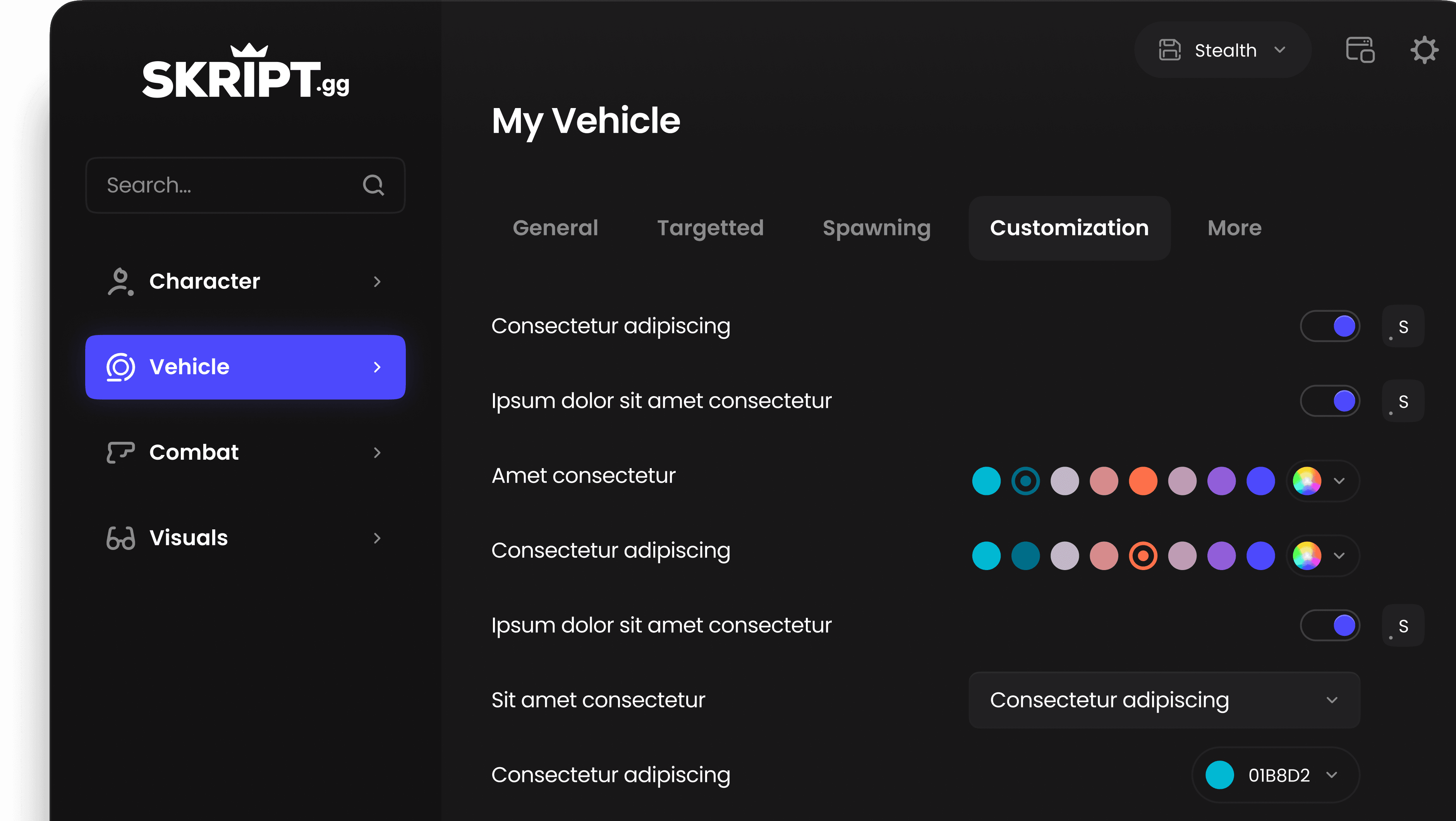 app screenshot dark