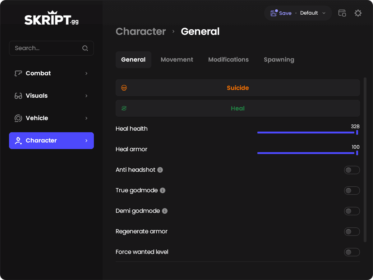 app screenshot dark
