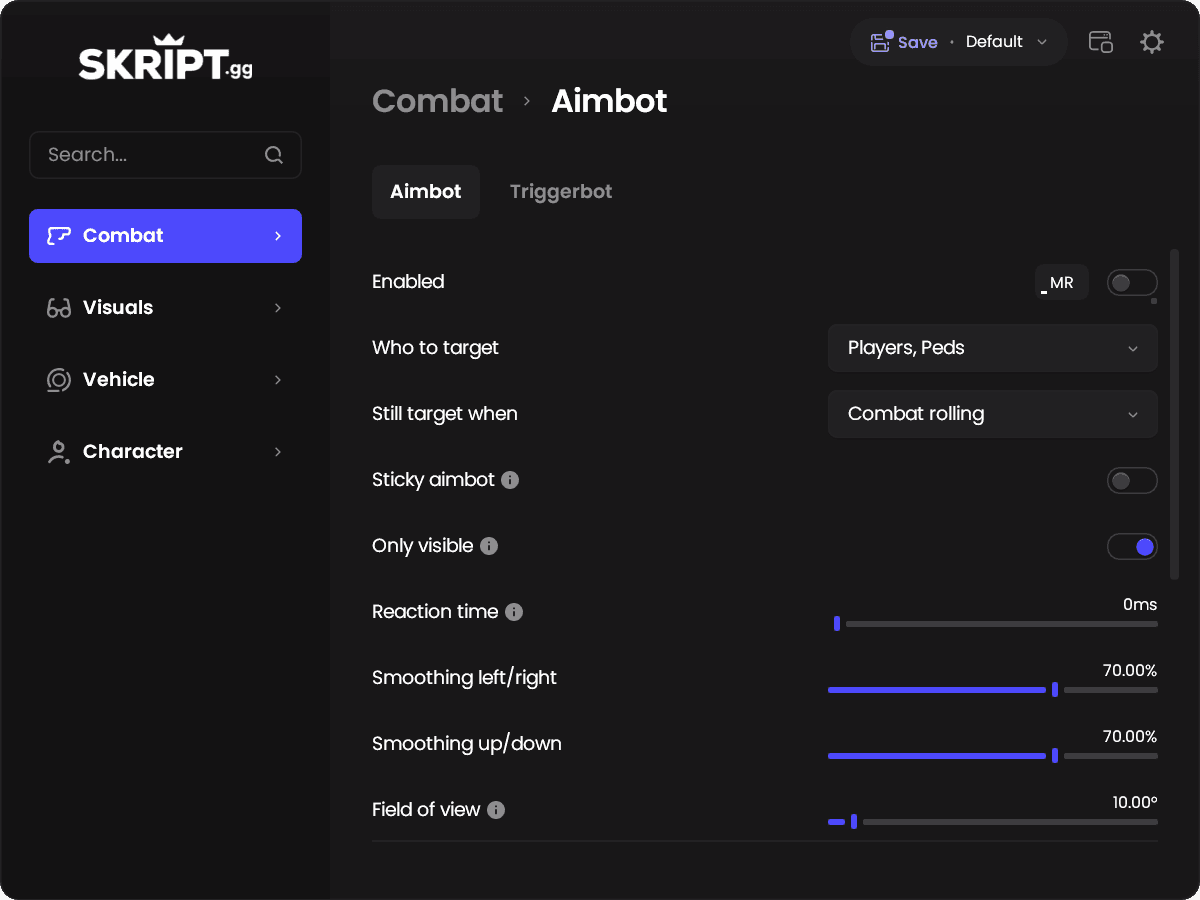 app screenshot dark