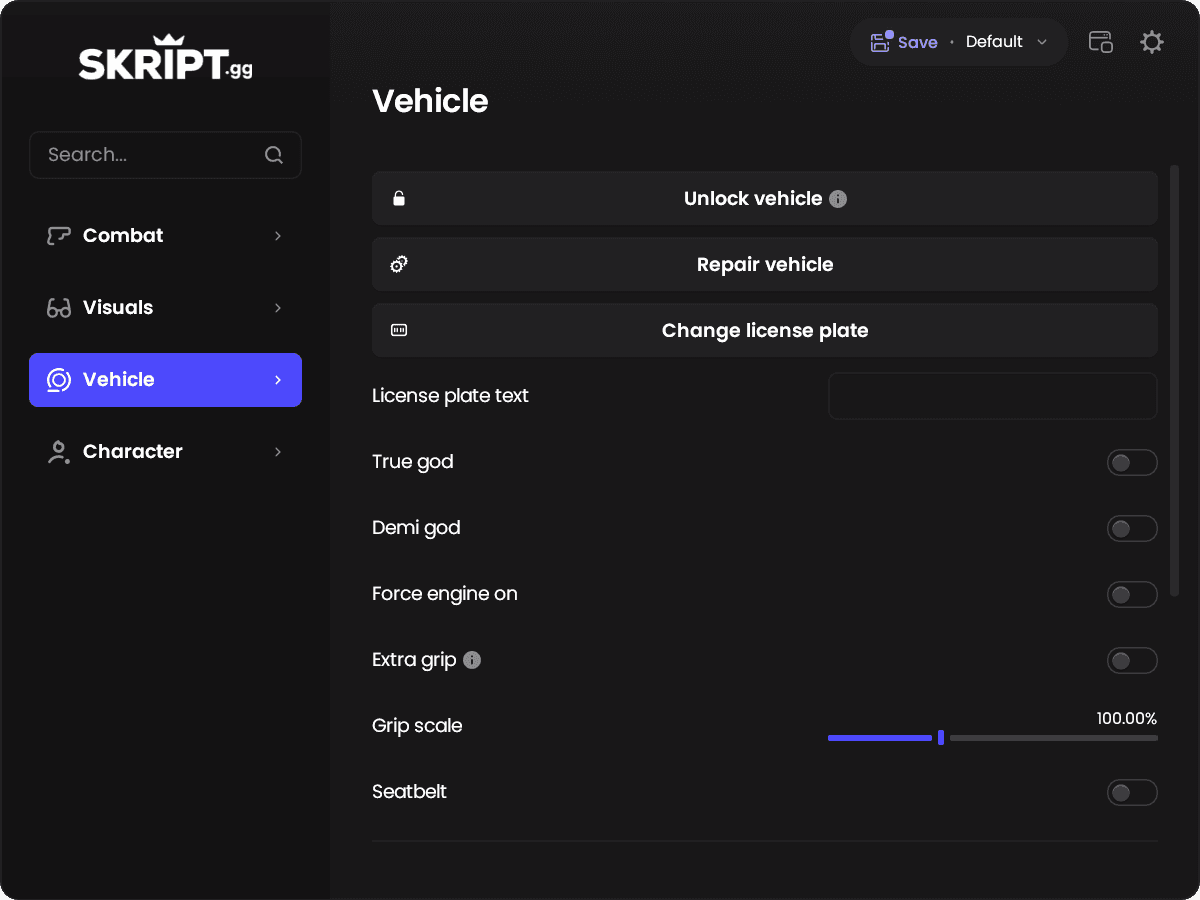 app screenshot dark