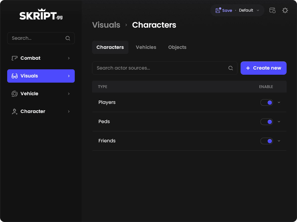 app screenshot dark